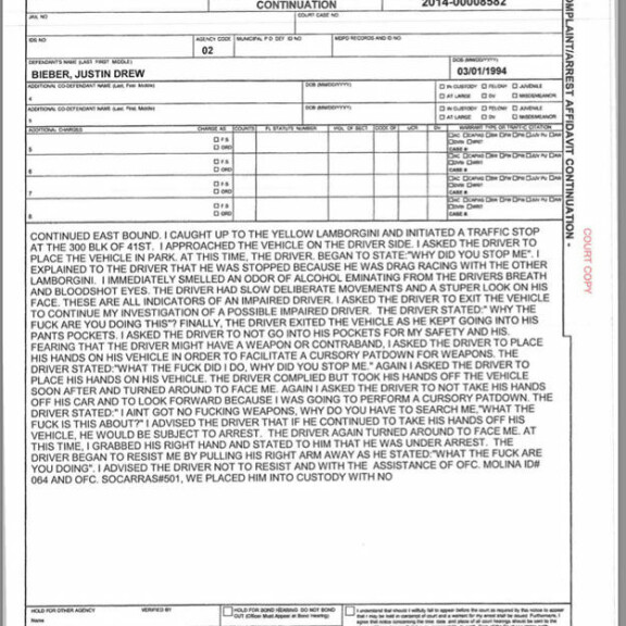 Näin aineissa ollut Bieber vastusti poliisia - tässä koko raportti!