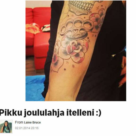 Tällaisen tatuoinnin Laine Bruce otti: Entuudestaan jo 14!