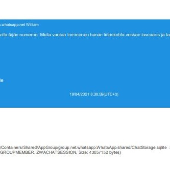William viestitteli yhden päätekijän kanssa WhatsApp -sovelluksessa ”vuotavasta hanasta.” William viestitteli yhden päätekijän kanssa whats up -sovelluksessa ”vuotavasta hanasta.”