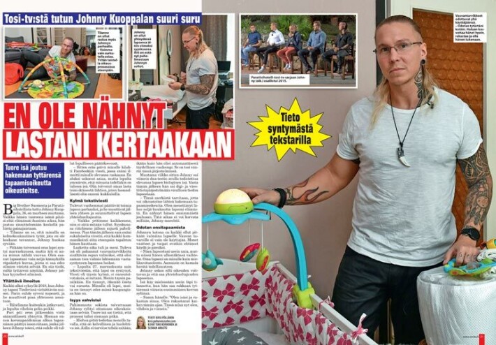 SEISKA 11/2021 Johnny kertoi viime keväänä, ettei edes tiennyt, millä paikkakunnalla hänen tyttärensä syntyi. – Lapsen äiti ilmoitti syntymästä minulle tekstiviestillä. Siinä luki pituus ja paino, eikä juuri muuta. SEISKA 11/2021 Johnny kertoi viime keväänä, ettei edes tiennyt, millä paikkakunnalla hänen tyttärensä syntyi. – Lapsen äiti ilmoitti syntymästä minulle tekstiviestillä. Siinä luki pituus ja paino, eikä juuri muuta.