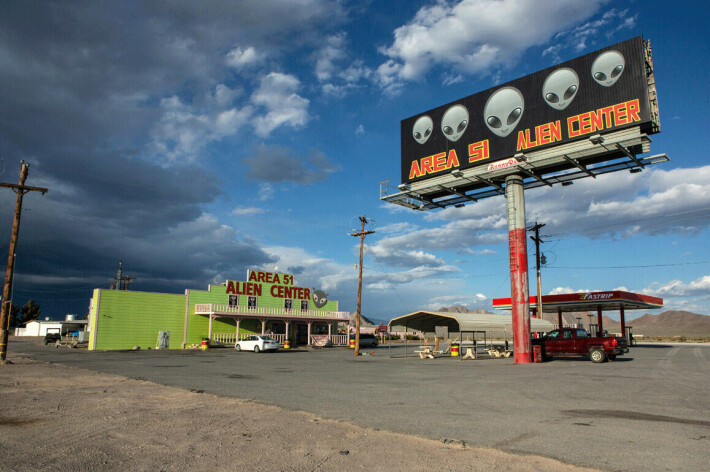 Tältä näyttää maailmankuulun Area 51:n liepeillä Nevadan autiomaassa, Yhdysvalloissa.
